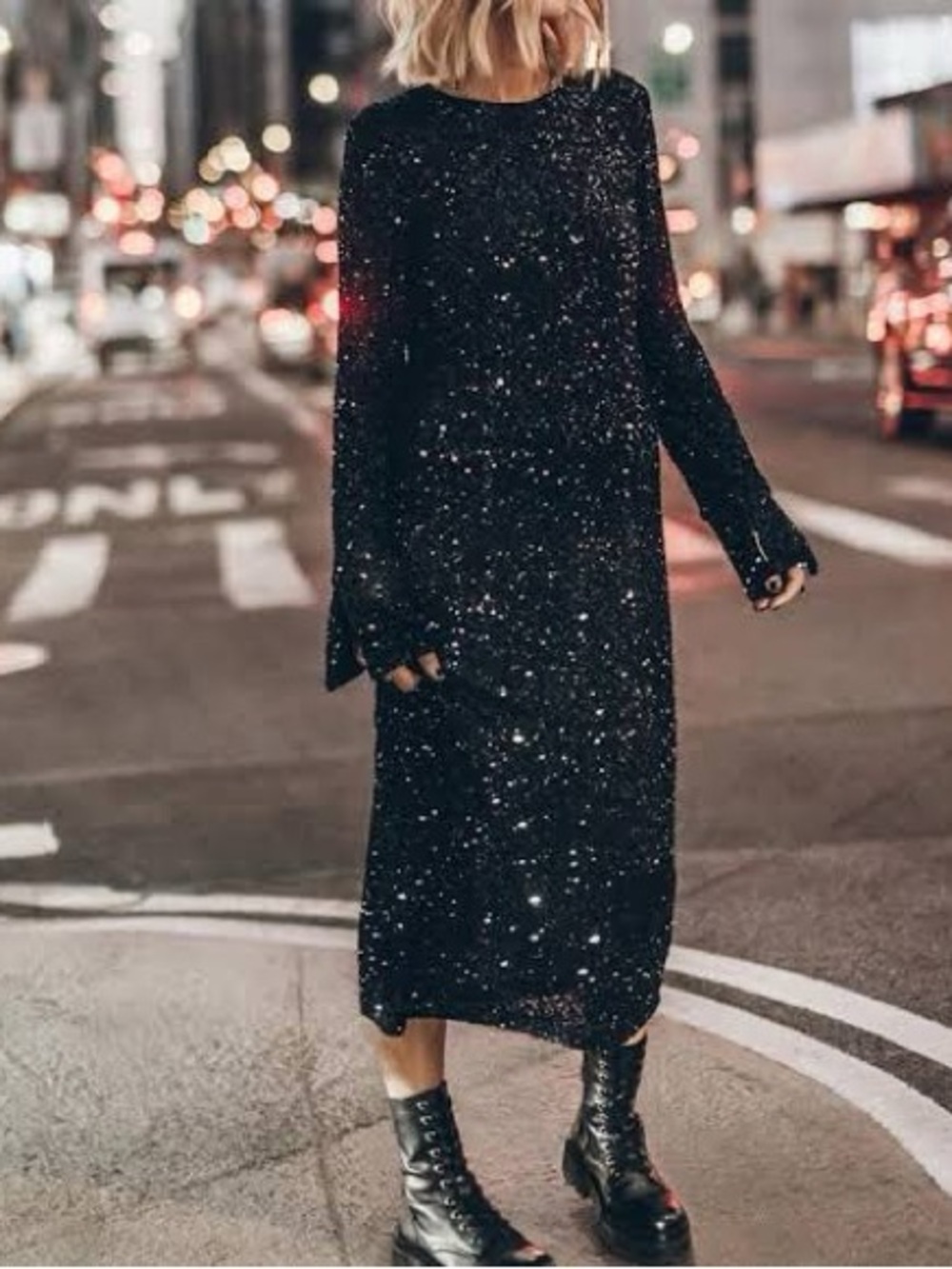 NWT Mikuta The Black Sequin Dress sz M
